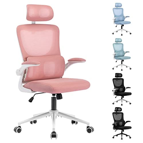 LIYURUI Chaise de Bureau Ergonomique, Chaise de Bureau avec Hauteur et Appui-tête réglables, Support Lombaire, Maille Respirante, accoudoirs rembourrés, Chaise Inclinaison à 125°, pivotante à 360°