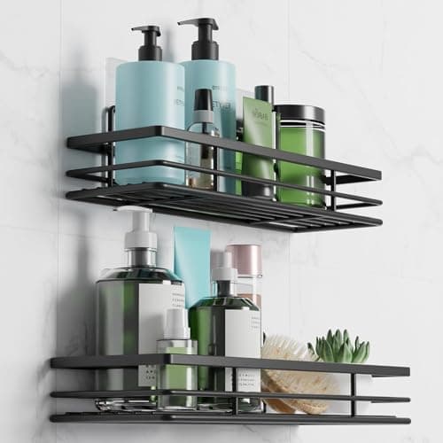 saffruff Étagère Salle de Bain sans Percer,Lot de 2,Support Adhésive