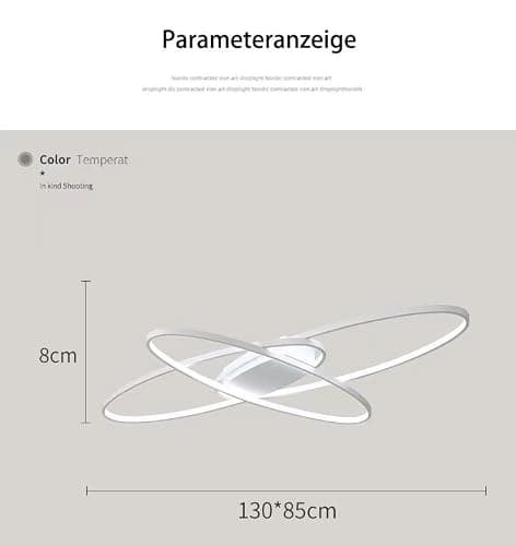 MQW Design Créatif Lustre LED Promise Gradation Télécommande Télécommande Ovale Bureau Couloir Décoration Plafonnier, Lampe De Salon Personnalisée, Noir Et Blanc, 95cm