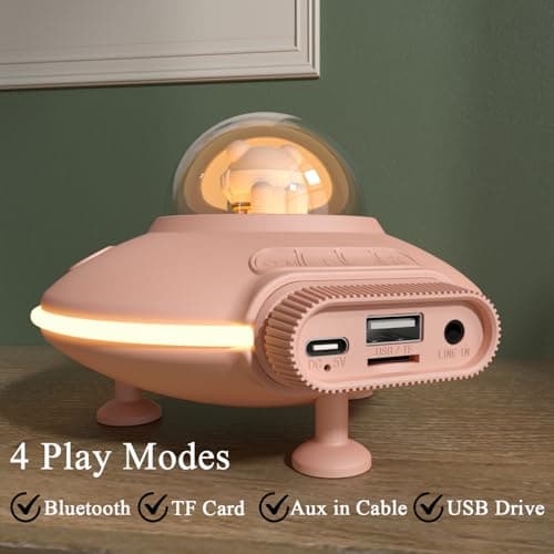 Enceinte Bluetooth Veilleuse Haut Parleur Lumineuse avec Bluetooth 5.4 AUX, TF Carte USB Petite Enceinte Bluetooth Rose Cadeau Fille 10 Ans Cadeau Femme Anniversaire Veilleuse Enfant Kawaii Deco
