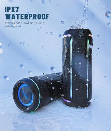 Ortizan Enceinte Portable Bluetooth 5.3, Haut-Parleur Puissant 40W, Double Appairage Stéréo, Lumière LED RVB, IPX7 étanche, AUX, Carte TF