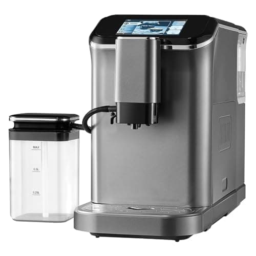 VEVOR Machine à Expresso Automatique, Cafetière Expresso avec Mousseur à Lait Automatique, Machine à Cappuccino Latte 20 Bars, avec Écran Tactile TFT, Broyeur, 15 Niveaux de Mouture, Bureau Domicile