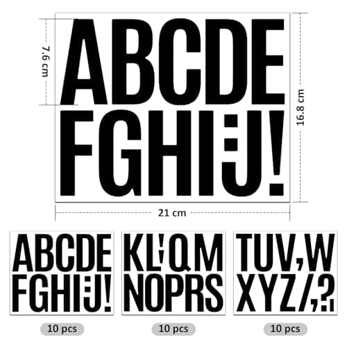 30 Feuilles Lettres Autocollantes,Grande Stickers Alphabet PVC Autocollants,Lettres Autocollants Alphabet Imperméable pour Tableaux d'Affichage mur Boîte aux Lettres Fenêtre Porte (Noir)