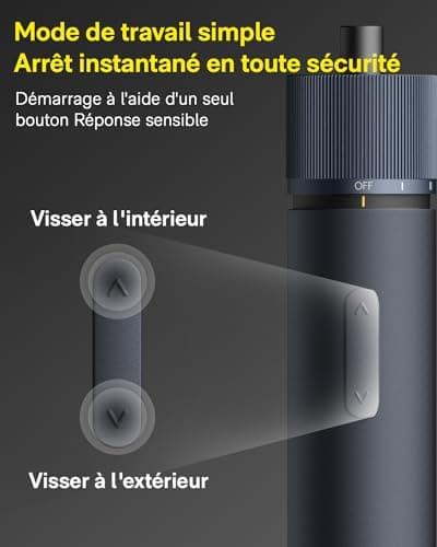 HOTO Visseuse sans Fil 3,6V, Tournevis Electrique 4N.m, 12 Embouts en Acier S2, Conception Tout-en-un, Charge Type C, Lumière LED sans Ombre, 3 Réglages du Couple, Batterie 1500 mAh