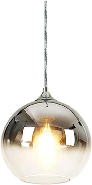 Lampe à suspension sphérique en verre de couleur dégradée, Suspension Luminaire en verre moderne basée sur des ampoules E27 (Argent, 20CM)