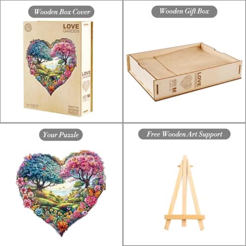 Blumuze Puzzle Bois Adulte, Le Jardin De l'amour Puzzle en Bois Animaux, Puzzles en Bois Animal Unique pour Adulte, Love Garden World Wooden Puzzles 300pcs-L-34 * 32.7cm
