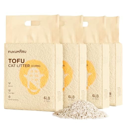 FUKUMARU Litière pour Chat en Tofu Naturelle Non Parfumée, 16L Litière pour Chat sans Poussière, Agglomérante Rapide, Légère, Granulés de Litière Chat à Faible Taux de Traçage, Contrôle des Odeurs