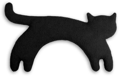 LESCHI Coussin chauffant - Bouillotte micro-ondes - Animal : chat noir - Bouillotte graines de blé bio souple - Idéal pour se réchauffer en hiver et tensions au niveau cou, épaules, nuque