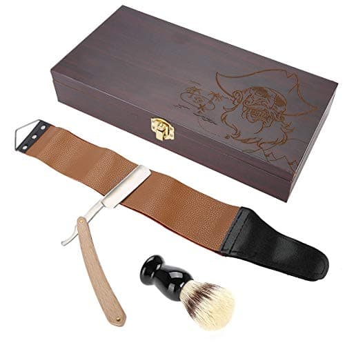 Rasoir Pour Hommes, Rasoir Pour Hommes, - Brosse - Ceinture De Cuir Rasoir - Cadeau Boîte En Bois, Kit De Rasage Traditionnel, Barbier For Rasoir Pour Hommes Jeunes Et Matures
