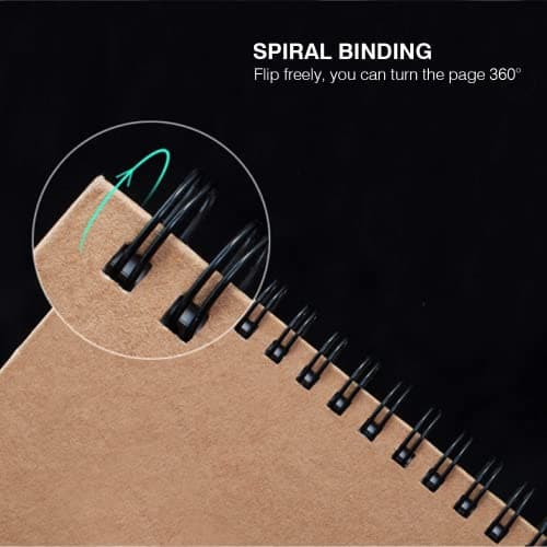 VEESUN Carnet Dessin A4, 2pcs Cahier Reliure Spirale avec Couverture Rigide Croquis Papier Materiel avce Pages Blanches Convient à Crayon Stylo Aquarelle D'art, 160GSM 60 Pages