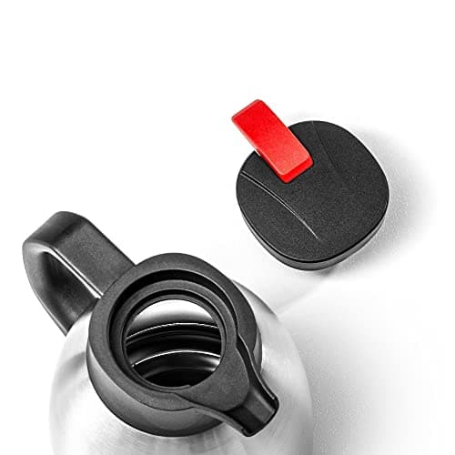 Forgast Thermos de conférence | Acier inoxydable | Capacité 1,5 litres | Rabat avec bouton et poignée en plastique | pour boissons froides et chaudes | Facile à nettoyer | Lavable au lave-vaisselle