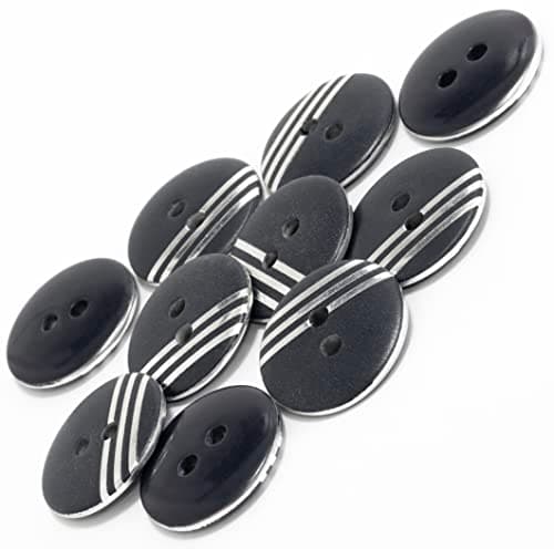 AERZETIX - C65631 - Lot de 10 Boutons de couture plats et ronds Ø11.5x2.5 mm à 2 trous 18L L18 - ouverture 1.9 mm - couleur bleu foncé/argent - en plastique - manteaux mercerie vêtements décoration