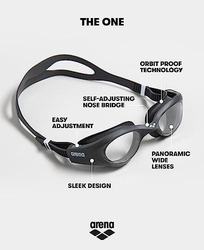 arena The One Lunettes de Natation Unisexe Adulte, Lunettes de Natation à Large Lentilles, avec Traitement Anti-Buée et Protection UV, Pont Nez Auto-Adaptatif, Joints Anti-Orbite