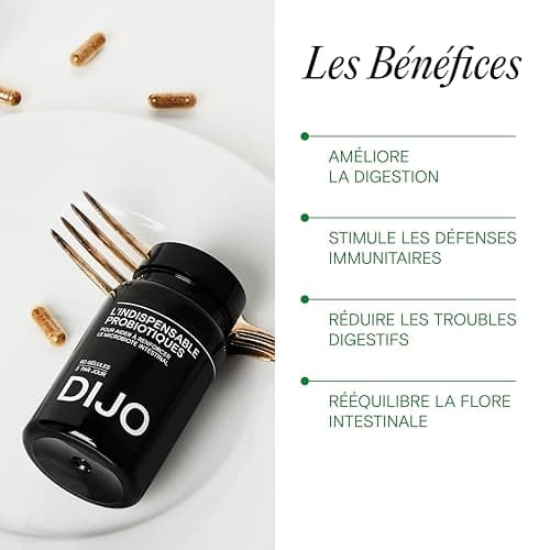 DIJO - L'indispensable Probiotique - Renforcement de la Flore Intestinale - 8 Souches de Bactéries & 28 Milliards d'UFC - Gélules Gastro-Résistantes - Végan - Fabriqué en France (1 MOIS)
