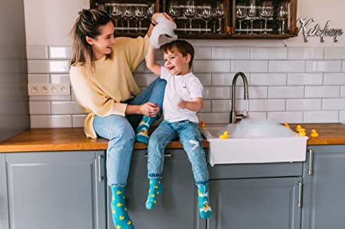 Dedoles Chaussettes Unisexe Homme Femme & Enfants beaucoup designs amusants gauche droite différent, couleur: Turquoise, motif: Canards, taille: 43-46