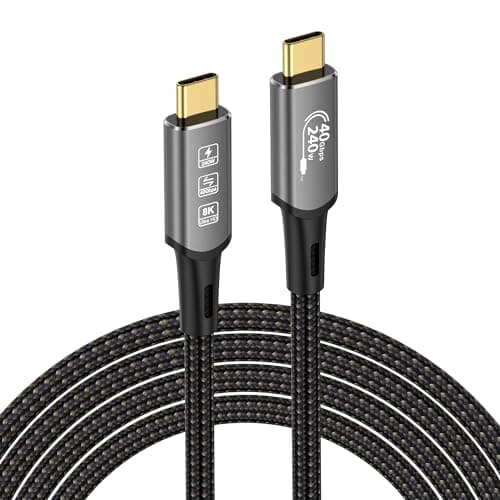 CABLEDECONN USB4 Thunderbolt 4 Rallonge 240W 8K USB C 2M 6.6ft Câble M/M Charge Rapide 40gbps Câble de Transmission de Données ultra HD 8K@60Hz 4K@144Hz Câble Vidéo Compatible avec Macbook M1 M2 M3