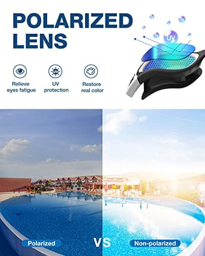 ZIONOR Lunettes de natation polarisées + bonnet de natation pour homme et femme, protection UV, anti-brouillard, sangle réglable, confortable, lunettes de natation professionnelles