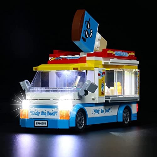 BrickBling Ensemble d'éclairage LED pour Lego Ice Cream Car, Ensemble d'éclairage décoratif pour Lego 60253 City Great Vehicles Ice Cream Car Creative Toy (Pas de modèle Lego)