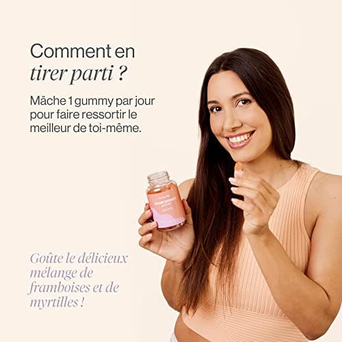 Shine Bright | Gummies Pousse Cheveux | Vitamines pour la peau, les cheveux et ongles | Biotin, Acide Folique, Vitamine B6, B12 | 120 Gummies | Tummy Tox