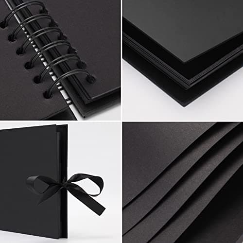 AIOR Album Photo Traditionnel Scrapbook 80 Pages, DIY Scrapbooking Album Mariage Livre d'or Idee Cadeau Original Maitresse Femme pour Valentin De noël Anniversaire (Noir)