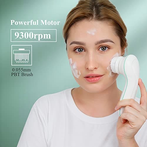 Brosse Nettoyante Visage Electrique, TOUCHBeauty Appareil de Nettoyage Visage avec 3 Têtes et 2 Réglages de Vitesse,Nettoyage en Profondeur/Exfoliation/Massage AG-0759D(Blanc)
