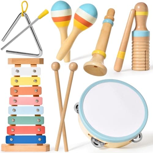 Instruments de Musique Esthétiques pour Enfants,Jouets Musicaux Montessori pour Bébés,Jouets Xylophone Boho pour Garçons et Filles,Cadeau de Noël et d'anniversaire pour Enfants de 1 à 3 Ans (6 in 1)