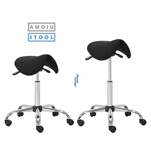 AMOIU Tabouret Reglable Ergonomique Tabouret de Bureau à roulettes Tabouret Assis Debout Hauteur réglable