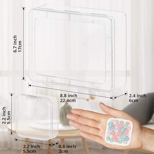 Mathtoxyz Lot de 31 petites boîtes de rangement en plastique transparent avec couvercle à charnière et rectangulaire pour la fabrication de bracelets, bijoux, loisirs créatifs, ongles