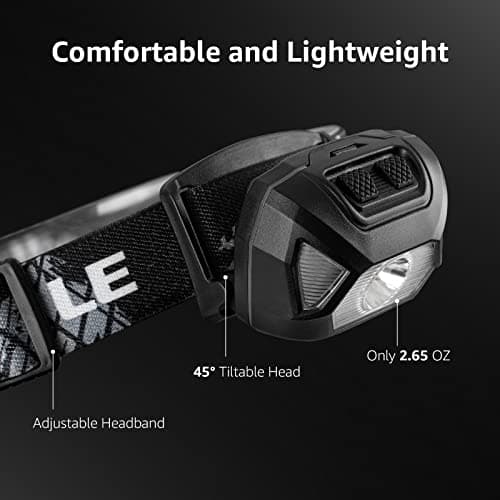 LE - Lampe Frontale LED Rechargeable Puissante, D500 Torche Frontale LED USB 2000lux Lumière Blanche et Rouge 6 Modes d'Éclairage IPX6 pour Cyclisme, Camping, Randonnée, Bricolage - 2 Pcs