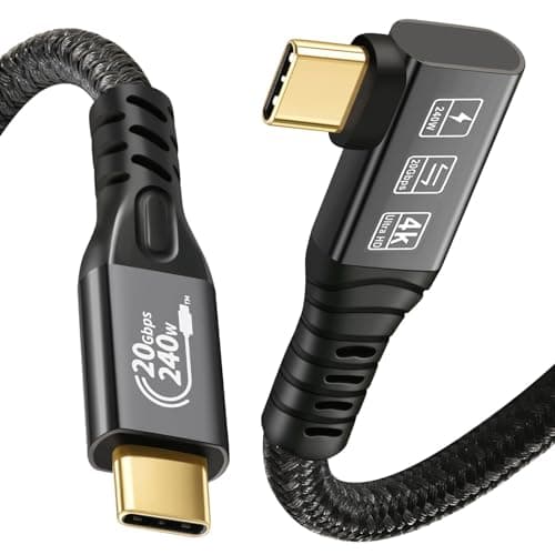 CHENLENIC Câble USB C 3.2 Gen2x2 20Gbps, 90Degree USB C 4K@60Hz UHD Video 5A/240W PD3.1 Fast Charge Cord with E-Marker Compatible with Thunderbolt 3/4 (90D 20G 240W 2M)