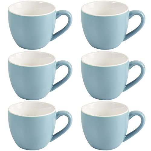 homEdge Lot de 6 mini tasses à expresso Procelain - 90 ml - Bleu clair
