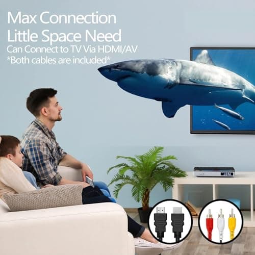 Maite Lecteur DVD HDMI pour TV, Lecteur CD DVD Compact avec Connexion Casque/Haut-Parleur, Lecture sans région pour Les systèmes NTSC/PAL, Lecteur DVD Portable avec câble HDMI et RCA