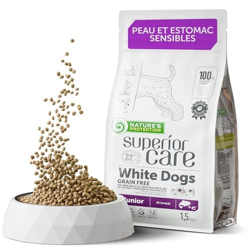 Nature's Protection Superior Care Croquettes Complètes pour Chien Junior (de 3 à 12 Mois) Toutes Races à Poil Blanc (Maltese, Bichon Frise etc.) I sans Céréales I Saumon, 1.5 kg