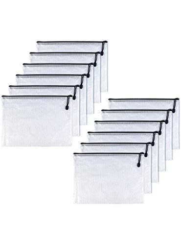 Oaimyy 12PCS Chemises Pochettes Document A5 Zip Paquet Portefeuille Dossier Sac Pour Stockage Recettes L'entreprise Organisation Voyage Bureaux Noir