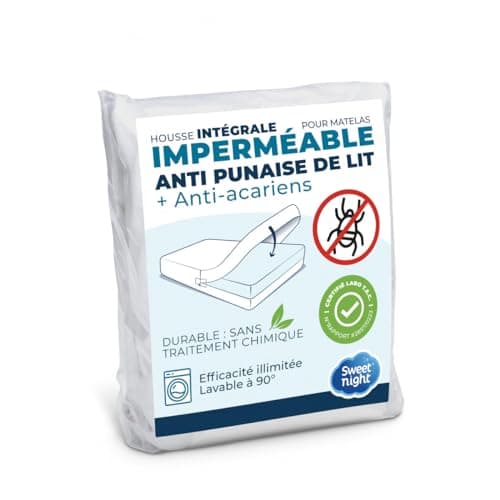 SWEET NIGHT Sweetnight - Housse intégrale Matelas imperméable 90x190 cm | Anti-Punaise de lit et Anti-acariens | Rénove Matelas | Fermeture à glissière | sans Traitement Chimique | EP. jusqu'à 30 cm