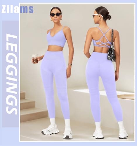 Zilams Legging Sport Femme Taille Haute Pantalon Femme Push Up Opaque Yoga Fitness Gym Pilates Entraînement Pants