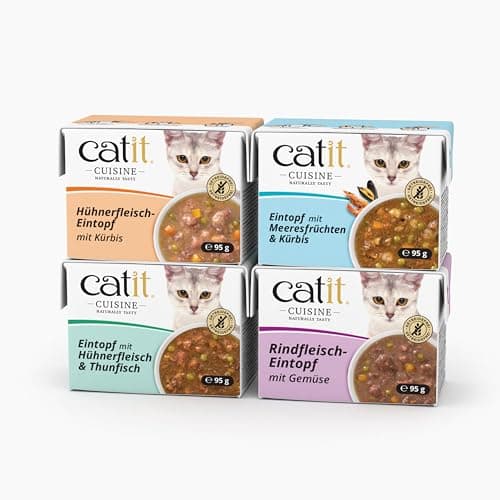 Catit Cuisine Pâtée pour Chats, Ragoût à la Viande de Bœuf et aux Légumes, Complément Alimentaire, 95 g, sans Céréales, Haute Teneur en Viande