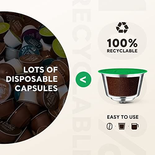 Capsules rechargeables Filtres à dosettes de café réutilisables compatibles avec les brasseurs Dolce Gusto avec cuillère et brosse (Convertisseur de capsules)
