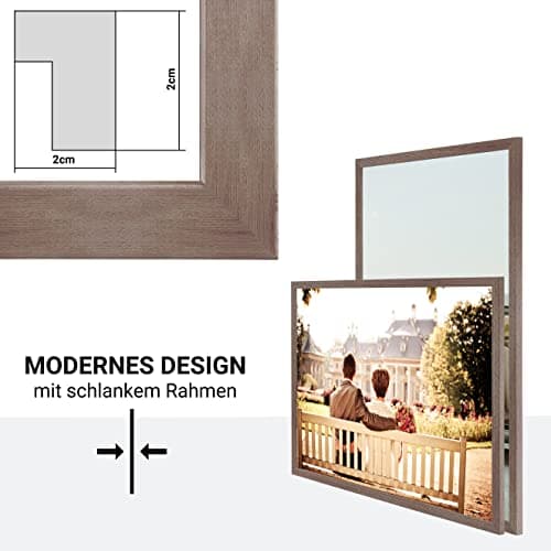 CABBEL Lot de 2 cadre photo 50x70 Cadre en bois MDF avec verre acrylique incassable en Chêne foncé