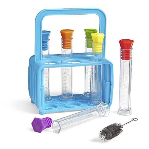 Learning Resources Kit de tubes à essai scientifiques pour débutants (6 tubes), tubes à essai à fond plat, support de tubes à essai, fournitures scientifiques, kits scientifiques pour enfants