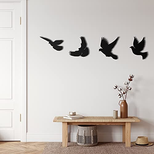 Dekadron Décoration murale en métal Motif oiseaux Art déco Standard noir