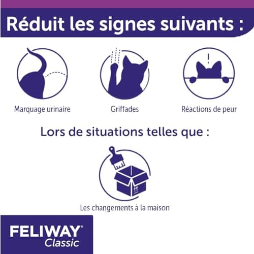 FELIWAY Classic - Pack 3 Recharges - La Solution Conçue pour Réduire Les Signes de Stress de Votre Chat : Griffures, Marquages Urinaire, Peurs - Scientifiquement Prouvé - 3 Recharges (3X 30 Jours)