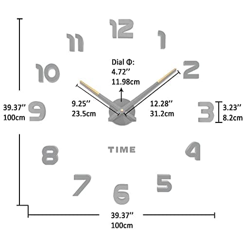 Vangold Pendule Murale 3D Géante au Design Moderne Horloge Murale pour La Chambre Cuisine Bureau Hôtel Cadeau