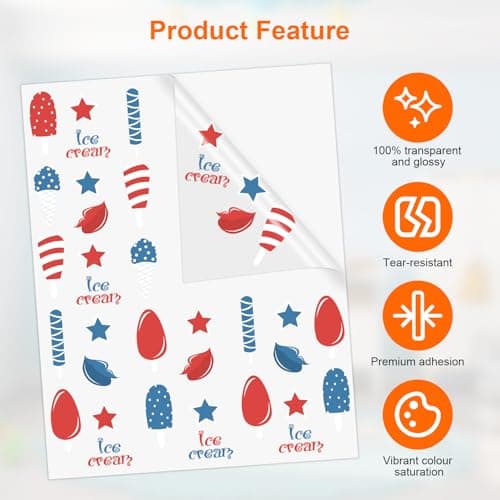 JIANTA 25 Feuilles Papier Autocollant Imprimante A4 Feuille Autocollante Imprimable de Vinyle Transparent pour l'impression d'étiquettes autocollantes pour jet d'encre et laser 210 x 297 mm