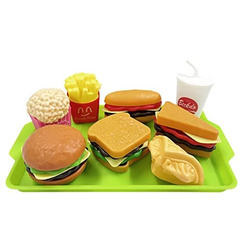 9pcs Simulation Food Toys Set, Mini Kids Kitchen, Kids Role Play Food Toys, Hamburger Hot Dog French Fries Tray Gift Set, Convient aux Enfants âgés de 3 Ans et Plus