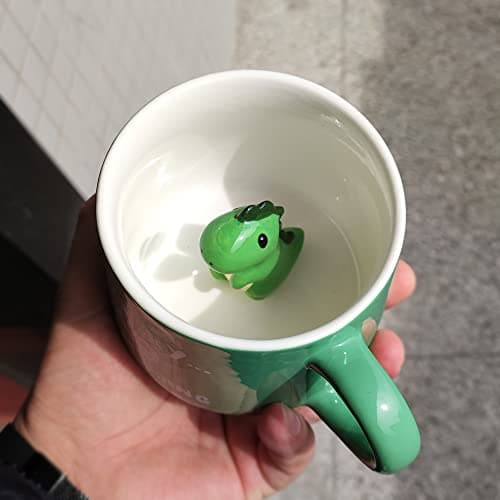 LOZACHE Tasse dinosaure 3D en céramique, unique faite à la main, cadeau de Noël pour anniversaire, femme, fille, petite amie (dinosaure), CMG-3D