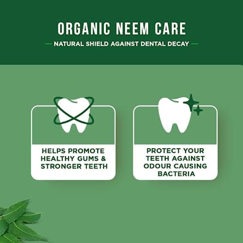 Dabur Organic Dentifrice Neem 100 ml - Protection organique, Renforce les gencives, Anti-plaque, Fraîcheur Neem & Lotur