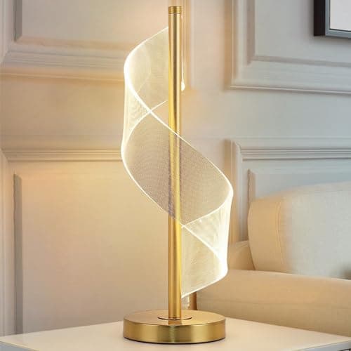 Mengjay LED Lampe de chevet,LED dimmable Spirale Lampe de table,3 températures,LED Moderne Lampe de Bureau pour chambre/salon/bureau/hôtel (Doré)