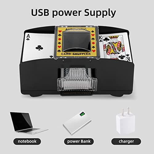 Wowlela Mélangeur de cartes automatique électrique pour les amateurs de jeux de cartes, Mélangeur de cartes à 2 ponts automatique à piles pour jeux de cartes à domicile, poker, cartes à jouer, rami