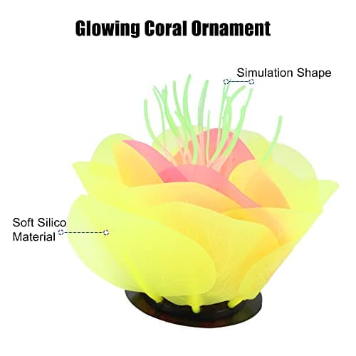 VOCOSTE Aquarium Simulation Corail Aquatique Fleur, Silicone Décoration Jaune